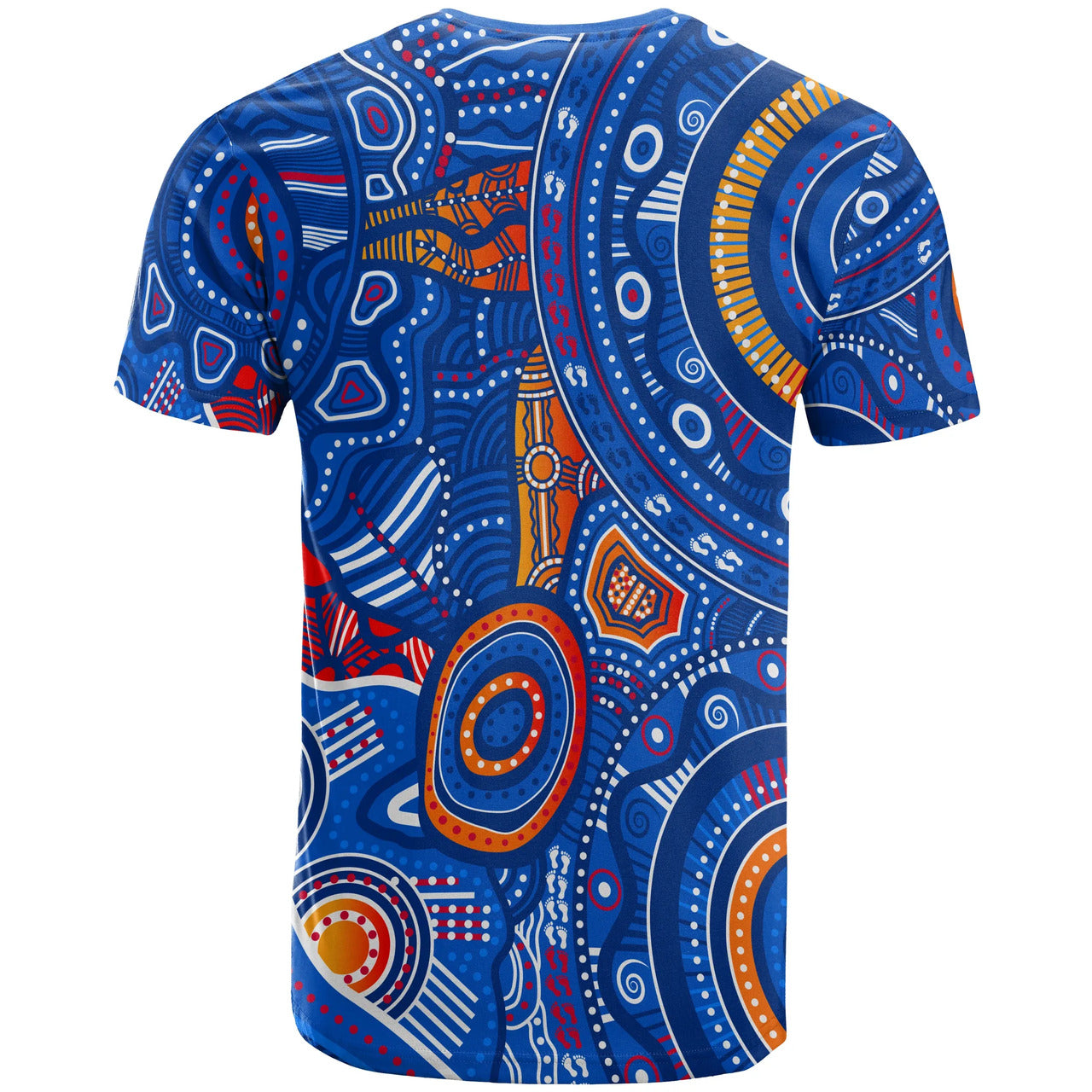 Australia Aboriginal T-Shirt Indigenous Footprint Patterns Blue Color ...