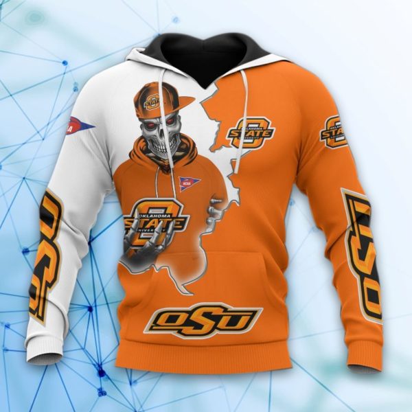 NCAA Oklahoma State Cowboys Skull Orange Pullover Hoodie and Zip-up ...