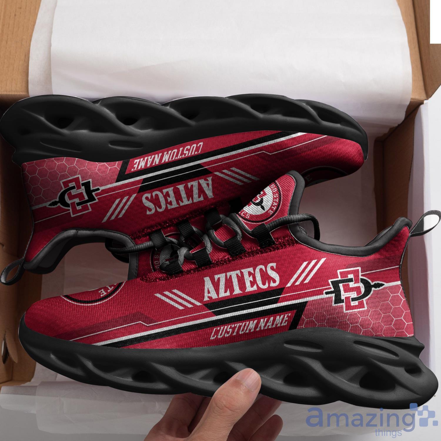 NCAA San Diego State Aztecs Custom Name Red Max Soul Shoes - Meteew