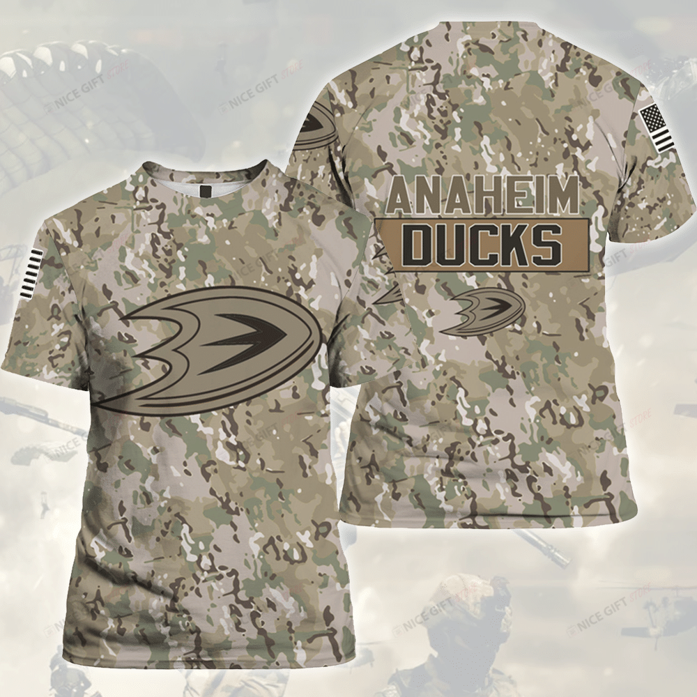 NHL Anaheim Ducks Camouflage All-over Print T-Shirts 3TS-W7M9 - Meteew