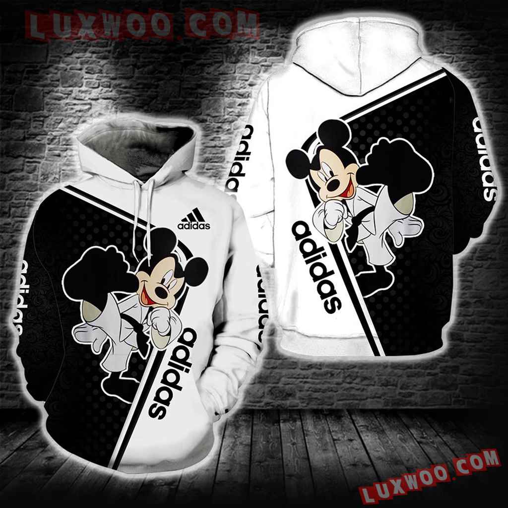 Adidas Mickey Mouse Black White New Unisex All Over Print Hoodie K3252
