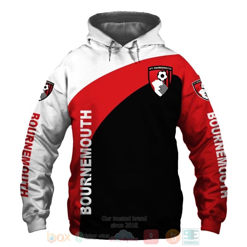 AFC Bournemouth White Red All-Over Print Unisex Hoodie - Meteew