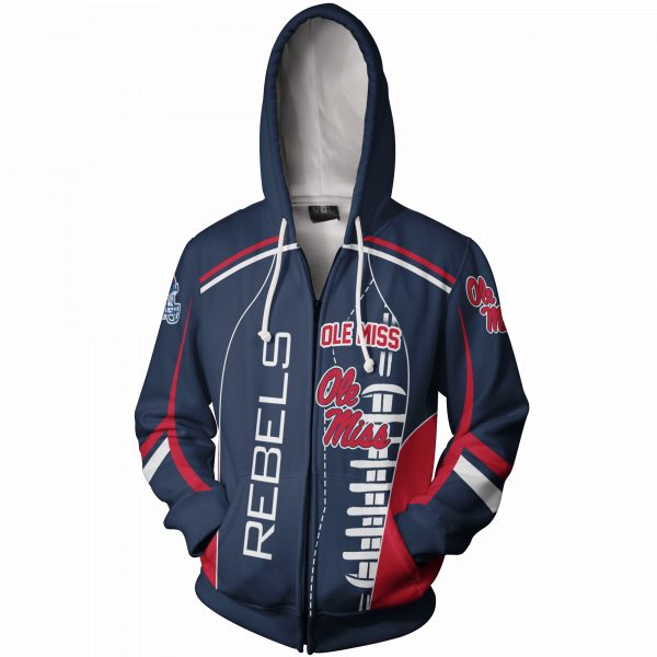 NCAA Ole Miss Rebels Yale Blue All-Over Print Unisex Hoodie - Meteew