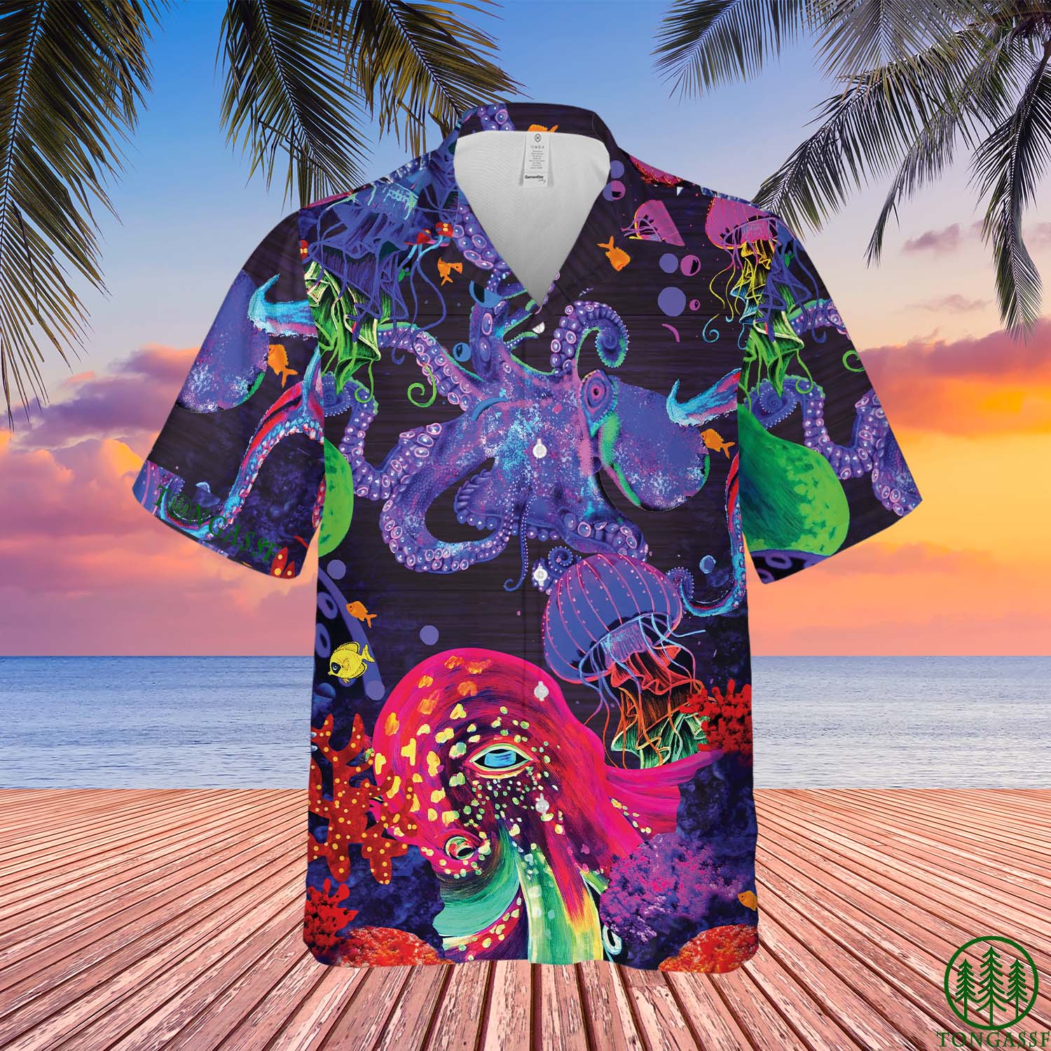 New Neon Octopus Hawaiian Shirt - Meteew
